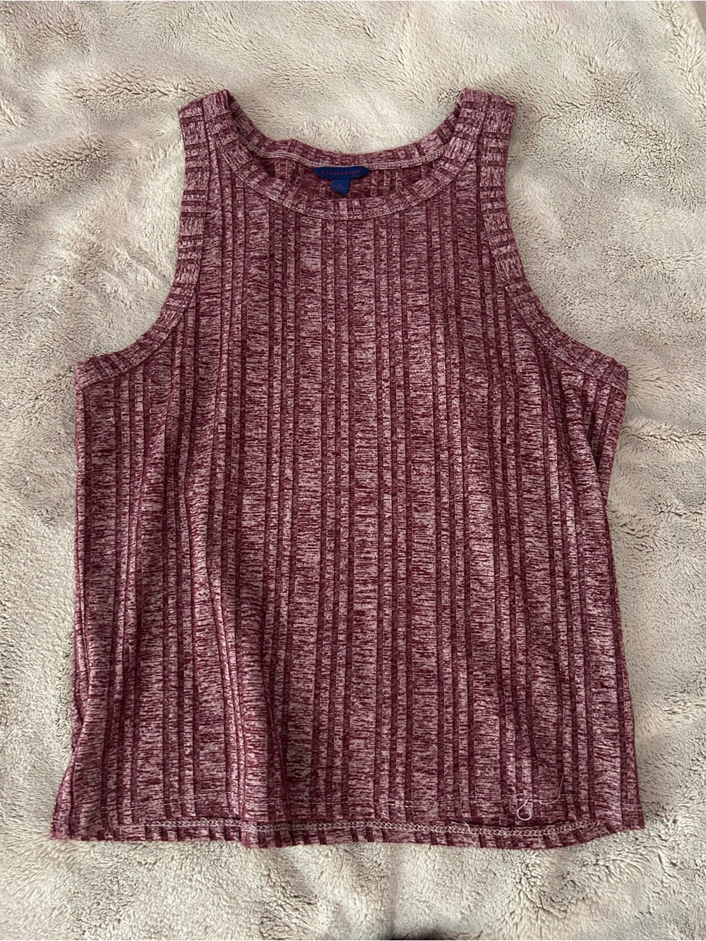 Aeropostale Marled Ribbed Tank Top - Burgundy